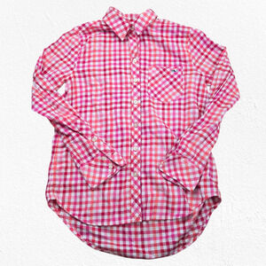 Vineyard Vines Pink Checkered Gingham Plaid Classic Button Down Shirt Size 0